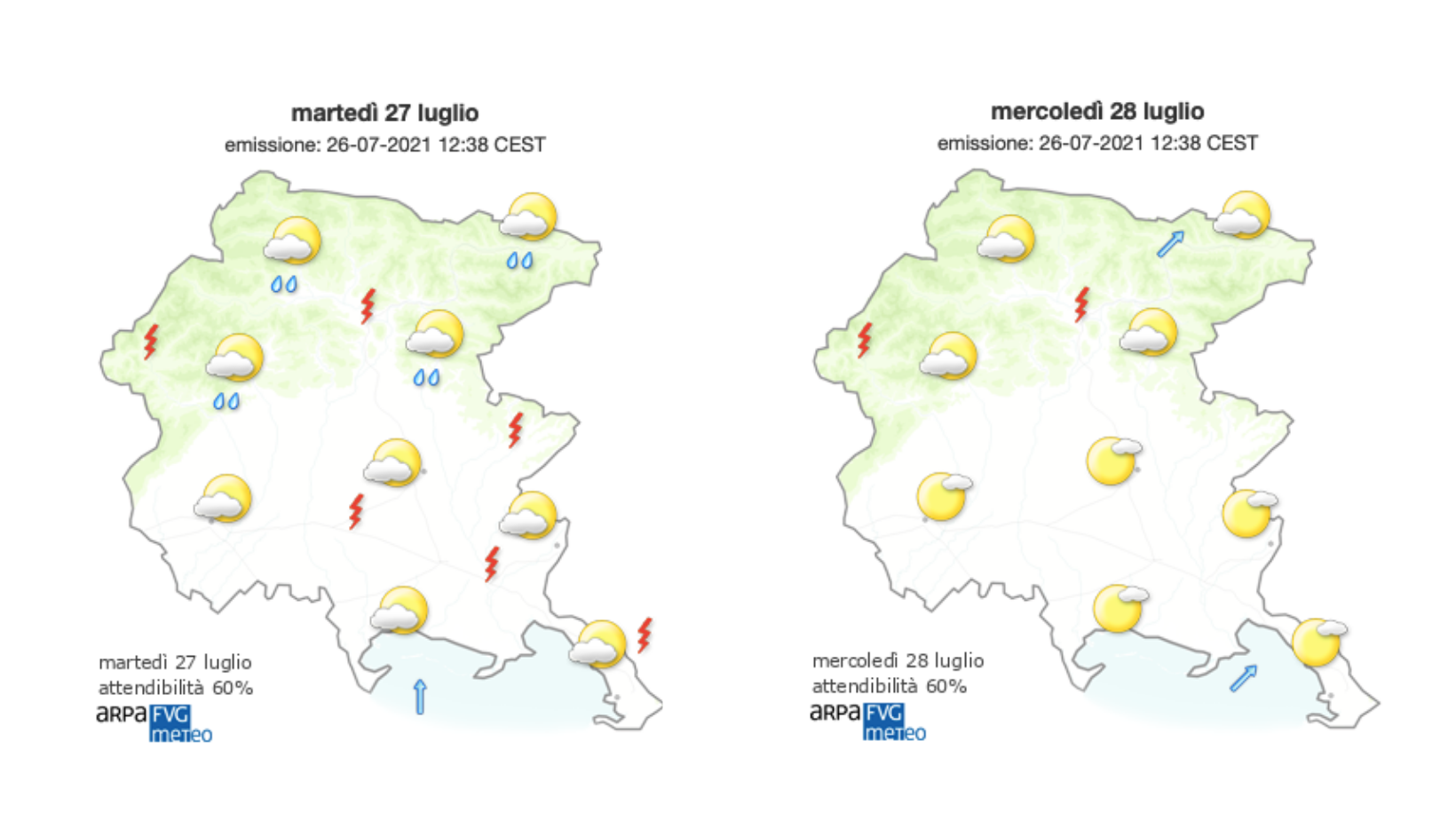 Immagine per Meteo, torna il sereno sul Goriziano ma rimane la possibilità di pioggia